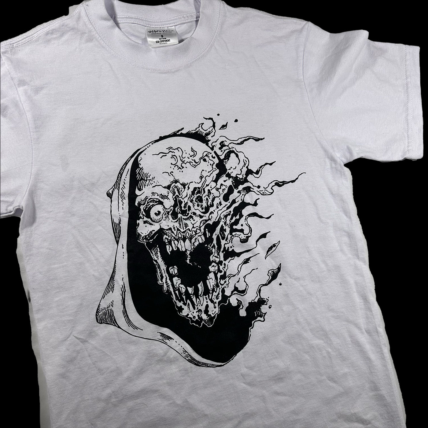 White Burning Skull T Shirt
