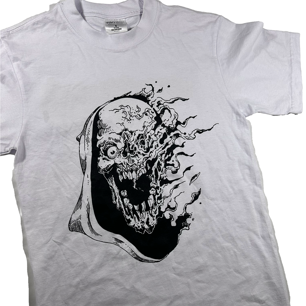 White Burning Skull T Shirt